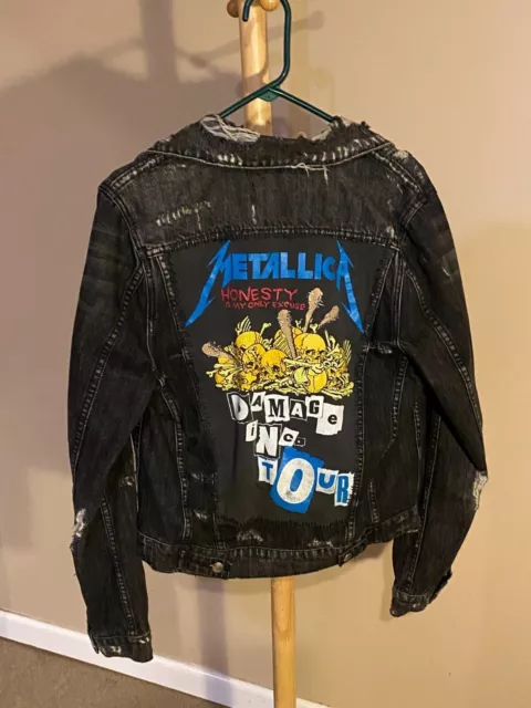 Amiri Metallica Concert Trucker Jean Jacket (black) size small 3