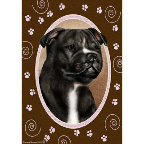 Paws House Flag - Black and White Staffordshire Bull Terrier 17231