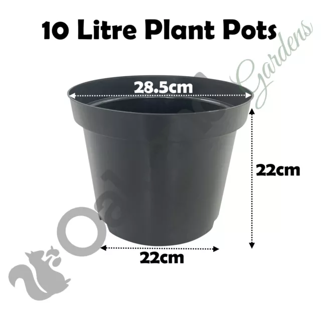 Black Plastic Plant Pots 1 2 3 4 5 7.5 10 12 15 20 Litre Large Flower Pot Strong