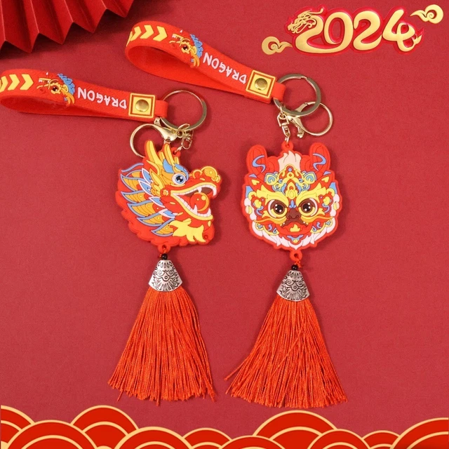 CARTOON DRAGON HEAD Dragon Keychain Chinese Dragon Head Bag Pendant EUR