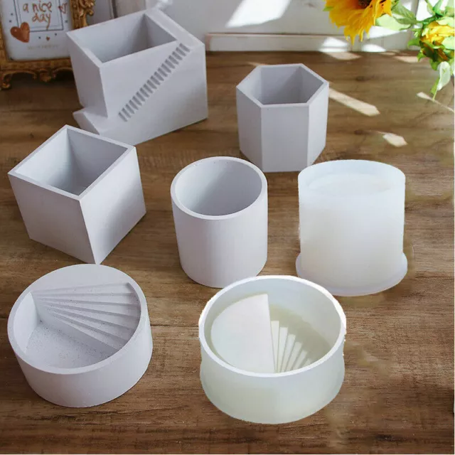 DIY Silicone Concrete Mold Succulent Flower Plant Pot Cement Vase Mould Craft