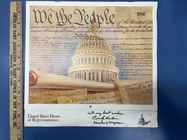 Congressman Frank Horton Signed 1980 US House Of Representatives Calendar