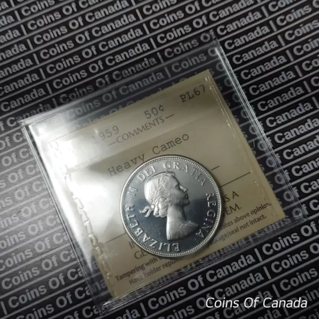 1959 Canada Silver 50 Cents Coin ICCS PL 67 Heavy Cameo - Top Pop #coinsofcanada 2