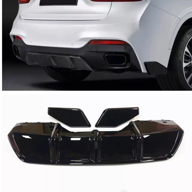 Per BMW X6 F16 2015-18 paraurti posteriore labbra diffusore barra di copertura lucida