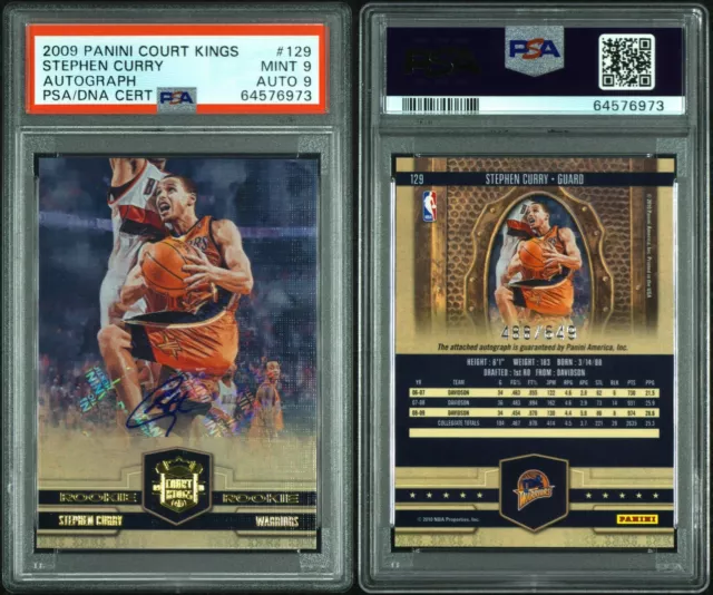 Steph Curry 2009 Panini Court Kings Rookie RC #129 /649 BGS 9.5 Auto 10  Pristine Low Pop!