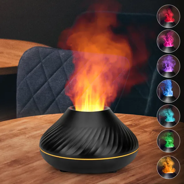 Cute Aroma Volcano Fire Flame Diffuser Humidifier Aromatherapy Essential Oil New