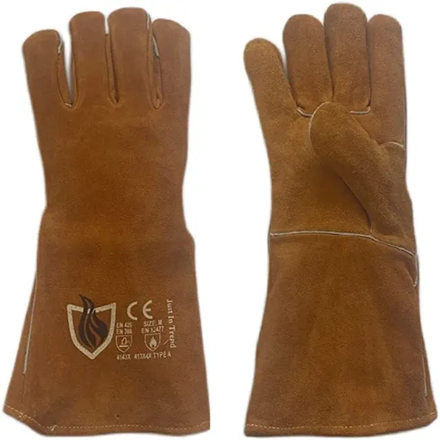 ARAMID lined Flame / Heat Resistant Leather Welding Gloves - 5 Pairs