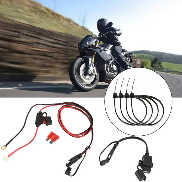 Motorcycle USB Charger Waterproof SAE to USB Cable Adapter Socket Battery Tender