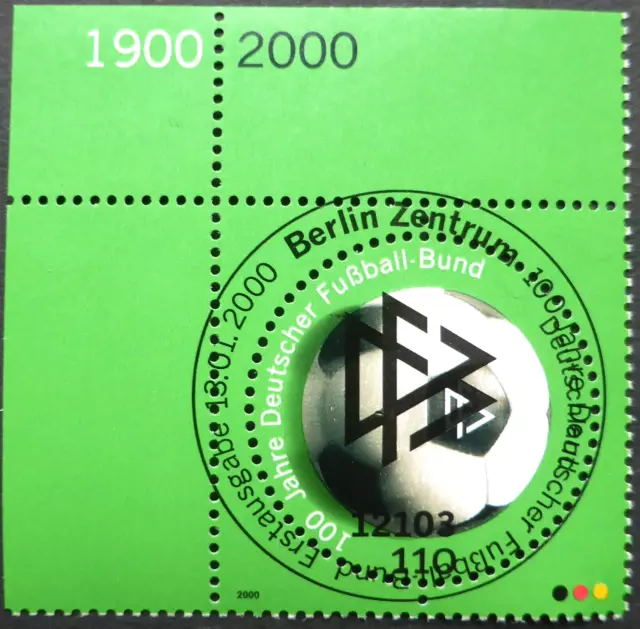 BRD  Erstausgabestempel 2000 Ecke 1 Mi 2091, 100 Jahre Deutscher Fußballbund