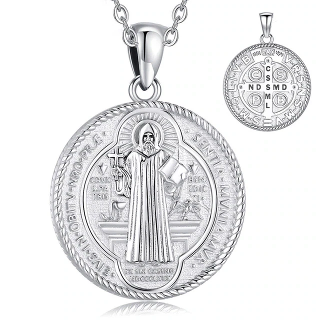 St benedict sterling silver on sale necklace