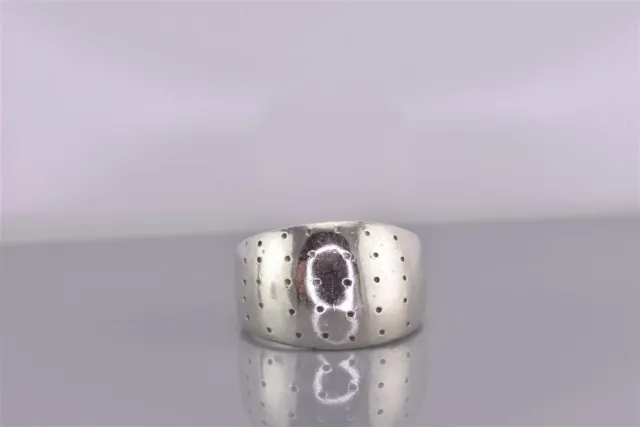 Taxco Sterling Silver 14mm Speckled Polka Dots Solid Band Ring 10g Mex 925 Sz: 8