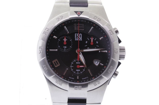 ESQ Movado Uomo 7301104 Rally Acciaio Inox Gomma Quadrante Nero Orologio