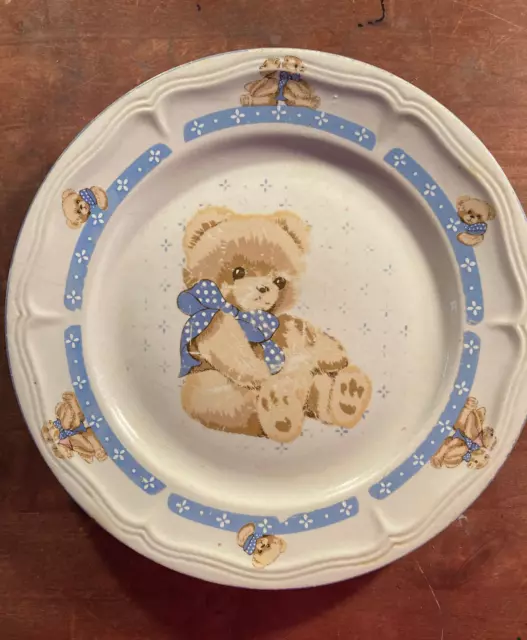 Vintage Tienshan Theodore Country Bear Dinner  Plates 10.5” Stoneware