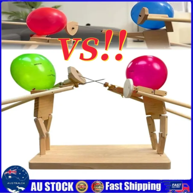  Balloon Bamboo Man Battle - 2024 New Handmade Wooden Fencing  Puppets, Wooden Bots Battle Game for 2 Players, Fast-Paced Balloon Fight,  Whack a Balloon Party Games - Fun and Exciting (30cm