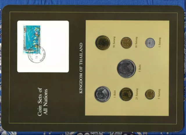 Coin Sets of All Nations Thailand w/card 1957-1982 UNC Fishing 5 Baht 1979