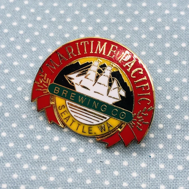 Maritime Pacific Brewing Company Beer Advertising Enamel Lapel Pin - Seattle WA