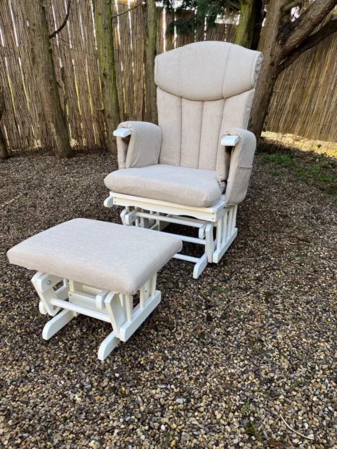 Kub Chatsworth Glider Nursing Chair & Footstool Oatmeal / White Wood