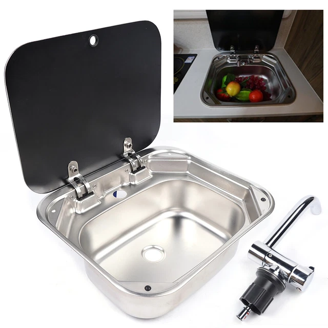 RV CARAVAN KITCHEN Sink Camper Hand Wash Basin Stainless Steel with