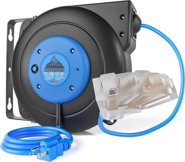 DEWENWILS 50FT RETRACTABLE Extension Cord Reel 14AWG/3C Wall/Ceiling