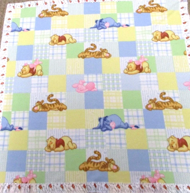 Winnie the pooh baby blanket with satin sales trim