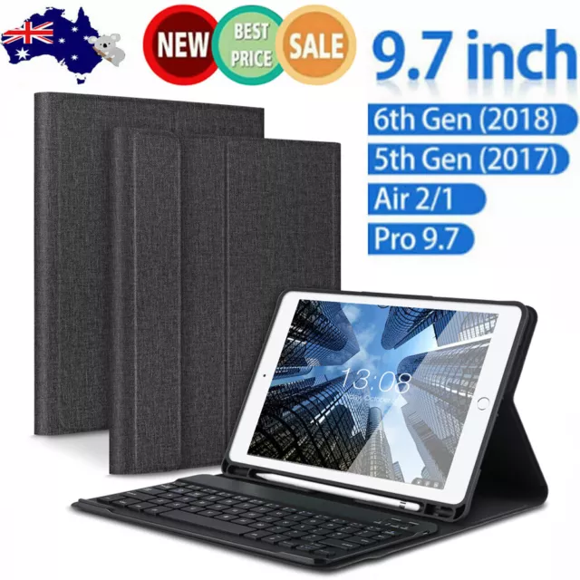 Wireless bluetooth Keyboard Keypad With Case Cover For iPad 6th Gen 5th Gen 2018