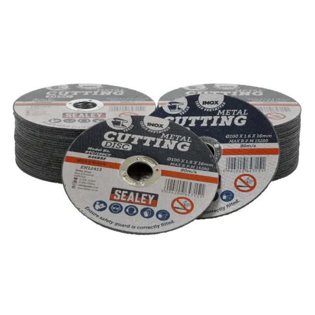 Sealey Cutting Disc Pack of 50 Ø100 x 1.6mm Ø16mm Bore - PTC/100CT50