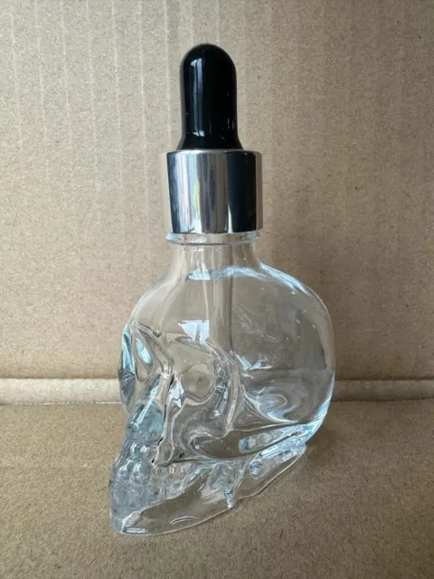 144 x Skull Shape 30mL Glass Bottle with Pipette Cosmetic Containers