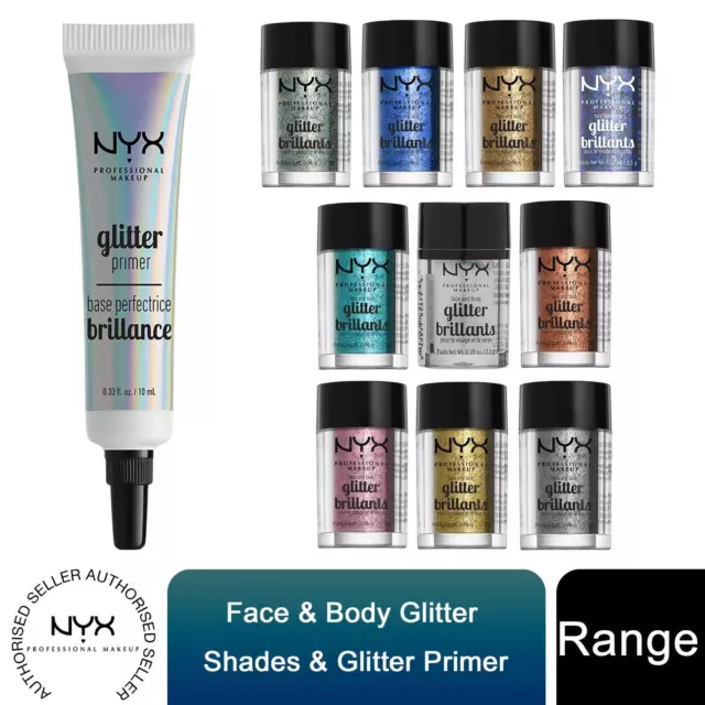 NYX Profi Make-up, Gesicht & Körper Glitzer Farbtöne & Glitzer Grundierung