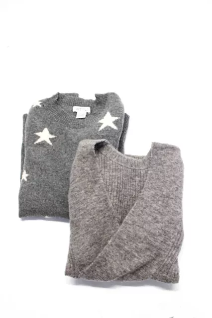 Barneys New York Designer Womens Cashmere Star Print Sweater Gray Size S Lot 2