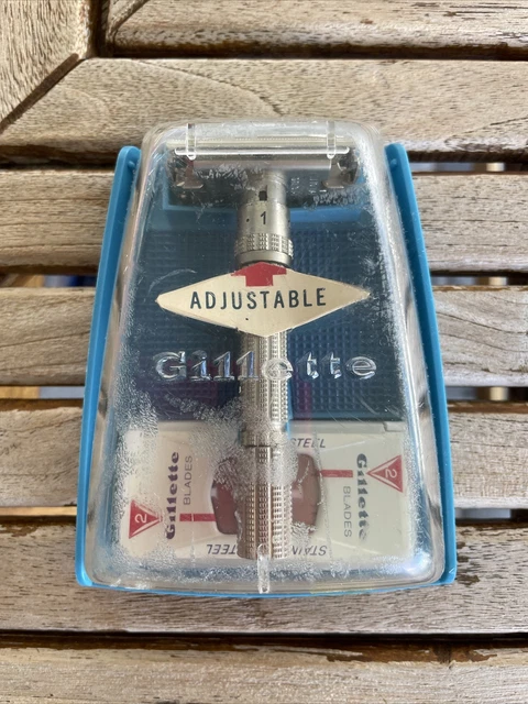 Rare 1965 Gillette Slim  Adjustable 1-9  Safety Razor K1 With Blades & Case