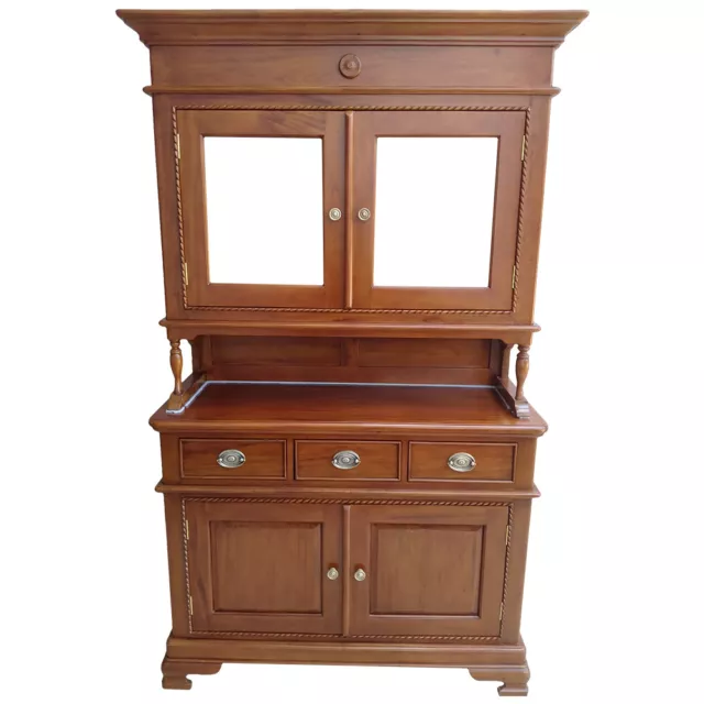Solid Mahogany Wood Display Unit / Glass Cabinet Kitchen Cabinet Antique Style