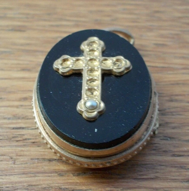 Pendentif Croix Crucifix En Onyx Noir - Marque Naturosphère - Neuf Avec étiquettes