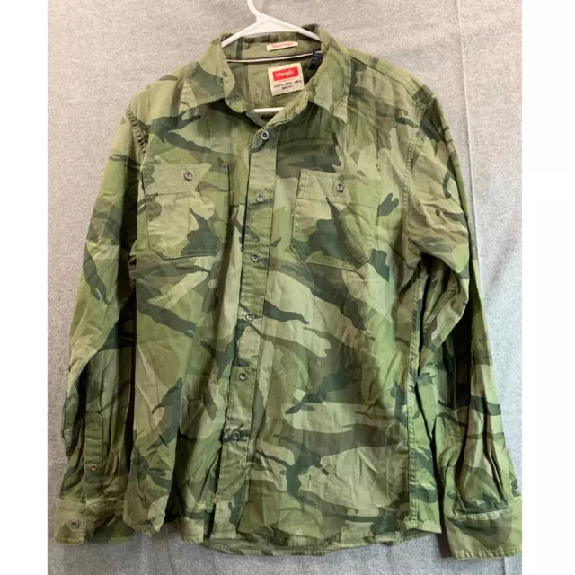 Wrangler Camo Jacket Adult Medium Green Button Down Shirt