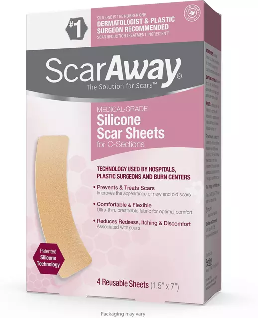 Scaraway Advanced Skincare Silicone Scar Sheets for C-Sections, Reusable Sheets