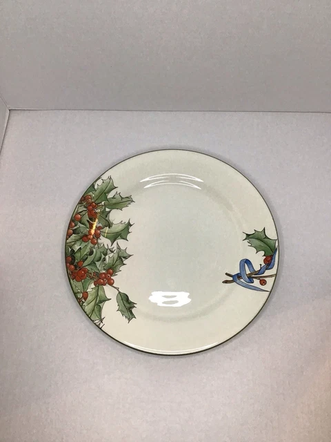 LE HOUX GIEN France Holly Berries Blue Ribbon Lunch/Dessert Plates