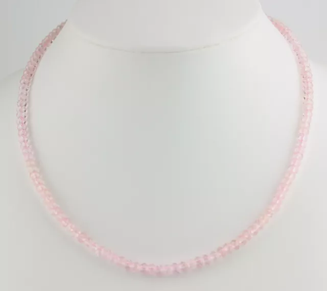 Cadena de morganita cadena de piedras preciosas berilo rosa facetado collar regalo noble 47 cm 2