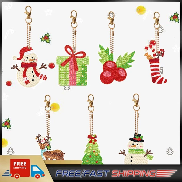 Double Sided Rhinestone Pendant Ornament Elk Special Shape Xmas Tree 7PCS