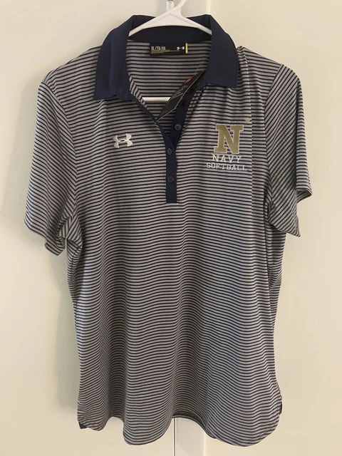 NEW NWT Under Armour Heat Gear US Navy Softball Women’s XL Polo Shirt Blue Gray