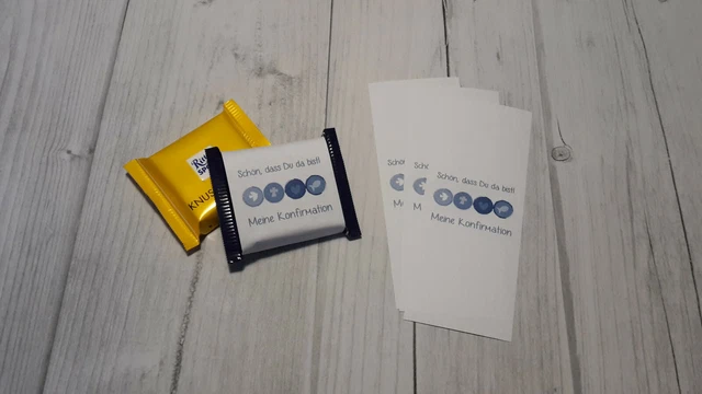 50 x Banderole Schokolade Kirchen Motive blau - Konfirmation - Give Away