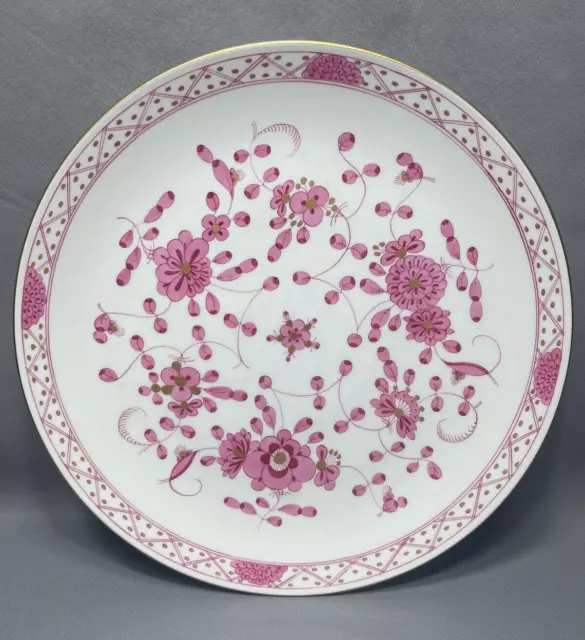 Antique German Meissen Porcelain Oriental Pink Purple Indian Flower Wall Plate