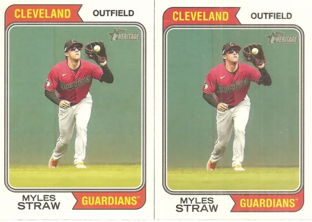 2 Card 2023 Topps Heritage Myles Straw Baseball Card Lot #166