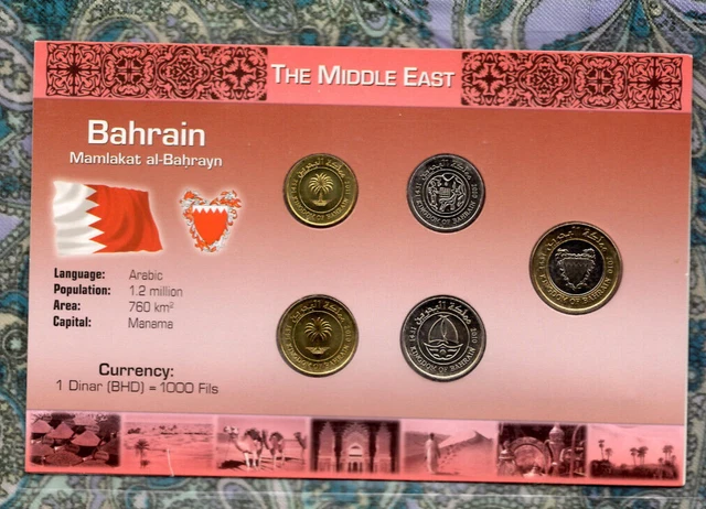 Littleton World Coin Set Bahrain UNC 10,25,50,100 Fils 2010 5 Fils 2011