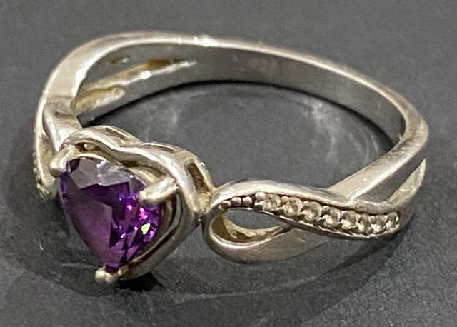 Bague Femme En Argent 925 (poinçon) - Sertie D'une Pâte De Cristal Taillée Noire - Taille 57 - Marque Maty - Occasion