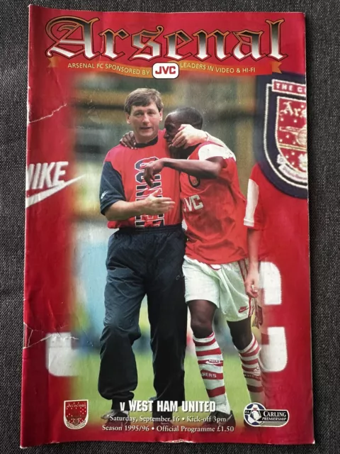 Arsenal v West Ham United - Premiership - 16/9/1996 Programme
