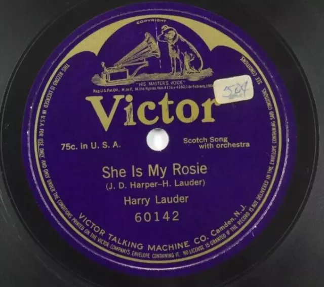 HARRY LAUDER She is My Rosie VICTOR 60142 10" 78rpm Scotch Song Scottish