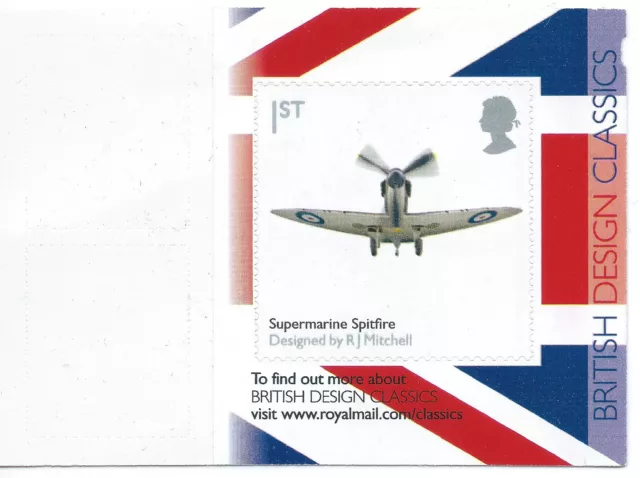 GB ex booklet MNH Self Adhesive 2009 Brit Design Classics. Spitfire. 2915b