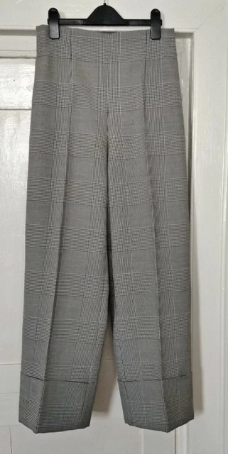Pantalon Femme à Carreaux Zara Taille S - Neuf Avec étiquettes - Coupe Large Haute Taille