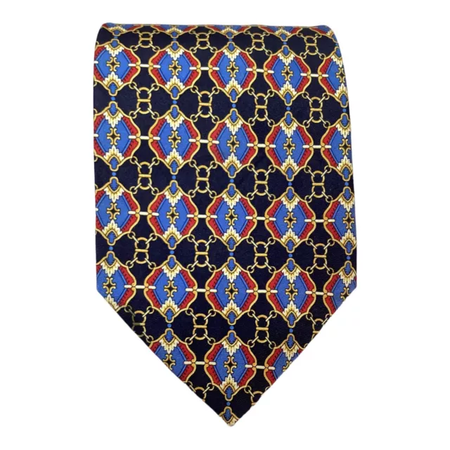 FENDI FF Blue Arabesque Print Silk Tie Made In Italy 59"-3.75" EX COND