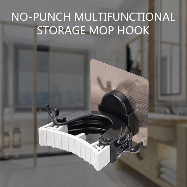 Soporte de baño montado en pared para escoba fuerte resistencia adhesiva sin clip de perforación
