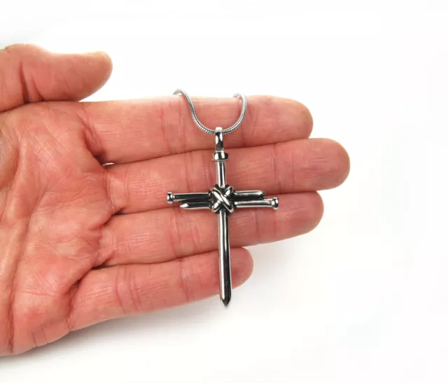 Large Cross of Nails Necklace Holy Nail Christian Waterproof Crucifix